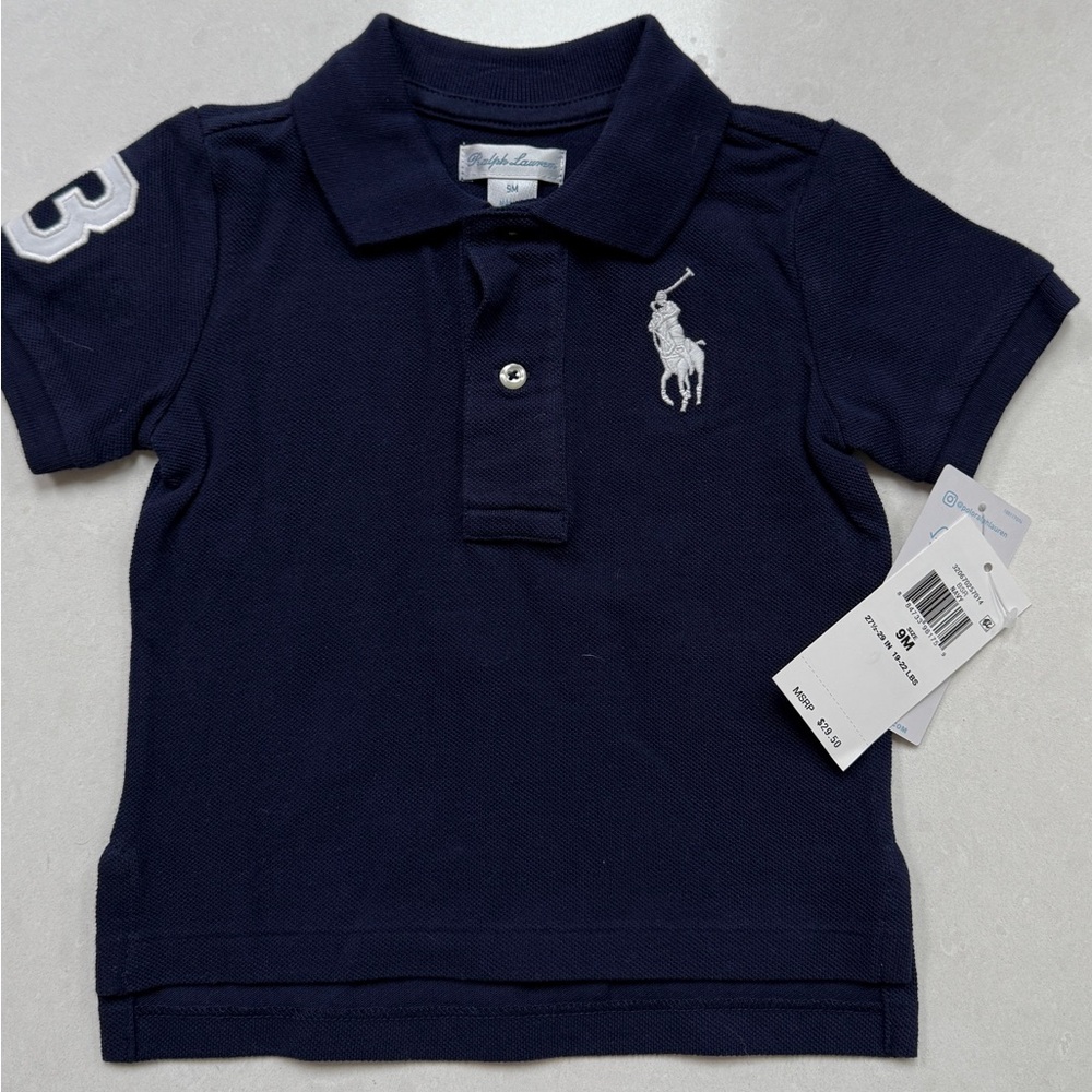 Ralph Lauren Kids Navy Blue Polo Shirt (9M)